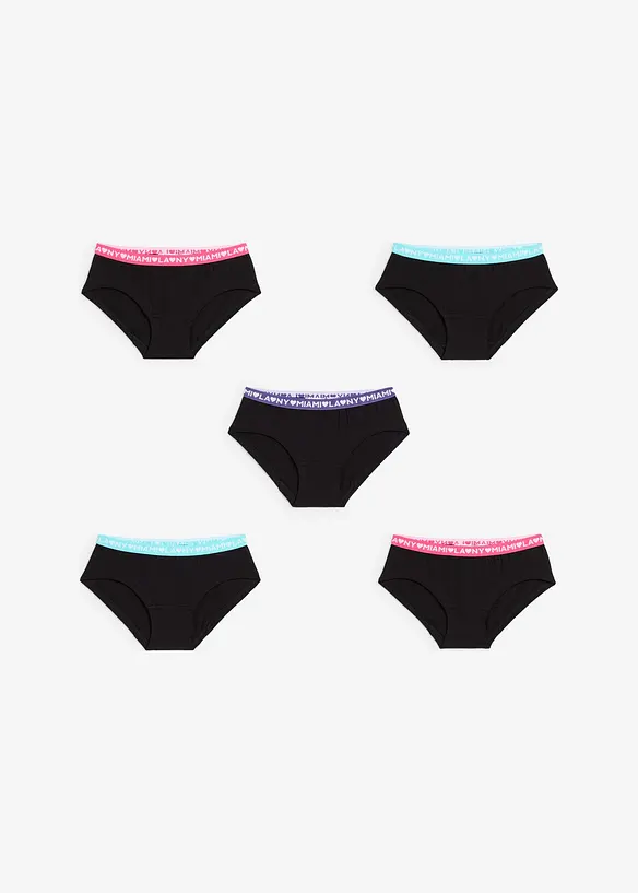 Panty mit weicher Bio-Baumwolle (5er Pack) in schwarz - bonprix