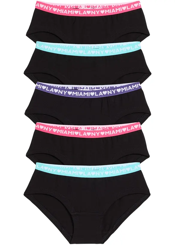 Panty mit weicher Bio-Baumwolle (5er Pack) in schwarz von vorne - bonprix