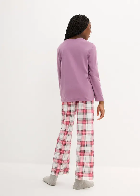Pyjama aus reiner Bio-Baumwolle (4-tlg. Set) in weiß von hinten (Totalaufnahme) - bonprix
