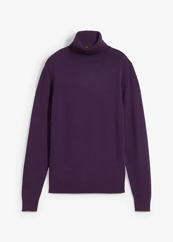 Rollkragenpullover in lila von vorne - bonprix