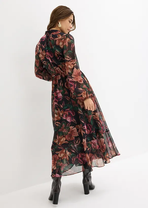 Chiffonkleid in schwarz von hinten (Totalaufnahme) - bonprix Chiffonkleid in schwarz von hinten (Totalaufnahme) - bonprix