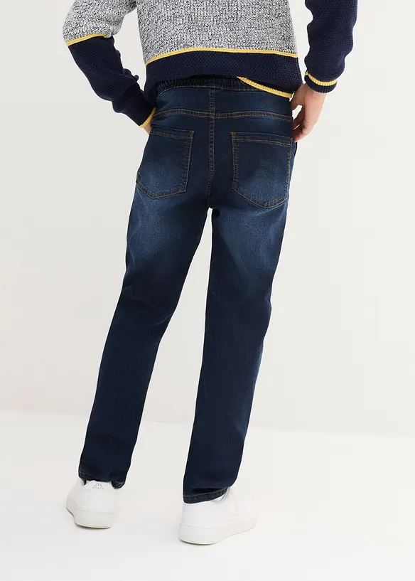 Regular Fit Stretch-Schlupfjeans, Straight in blau von hinten - bonprix
