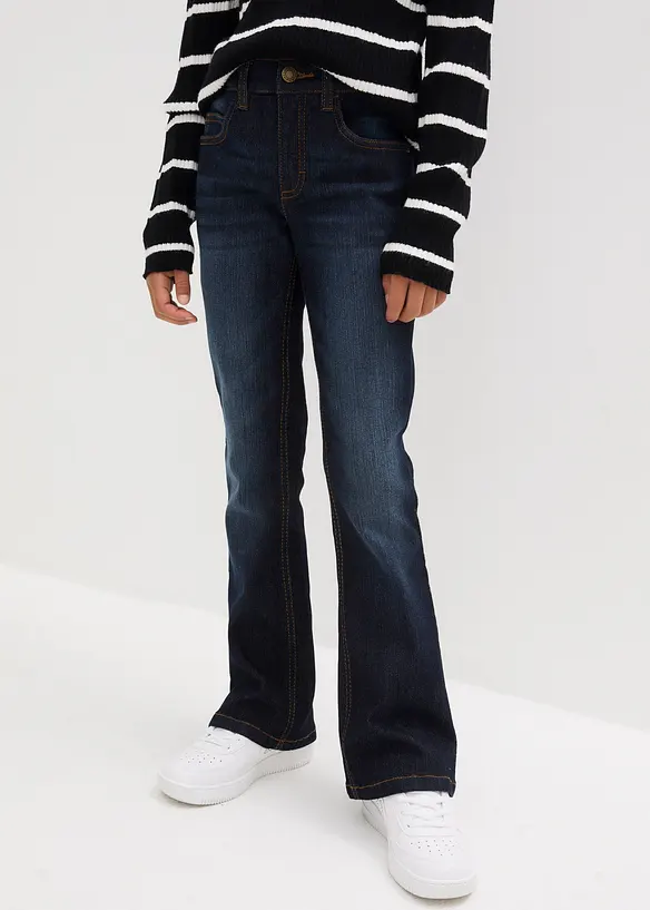Flared-Jeans Mid Waist in blau von vorne - bonprix