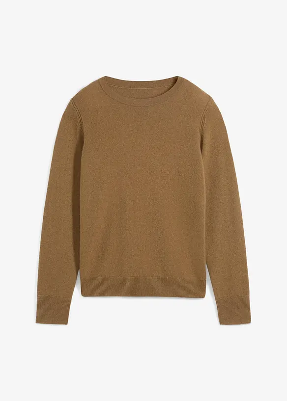 Cashmerepullover mit Good Cashmere Standard®-Anteil in braun von vorne - bonprix