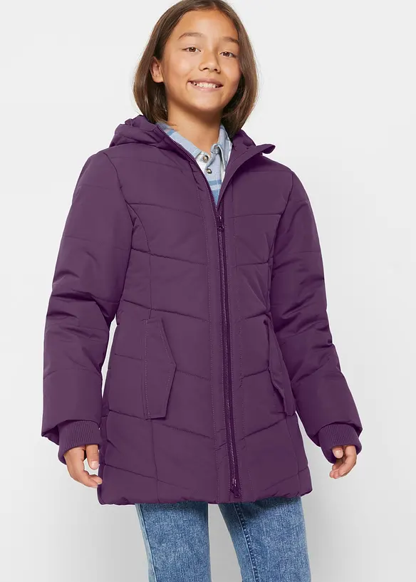 Winterparka mit Kapuze, wasserabweisend in lila von vorne (im Anschnitt) - bonprix