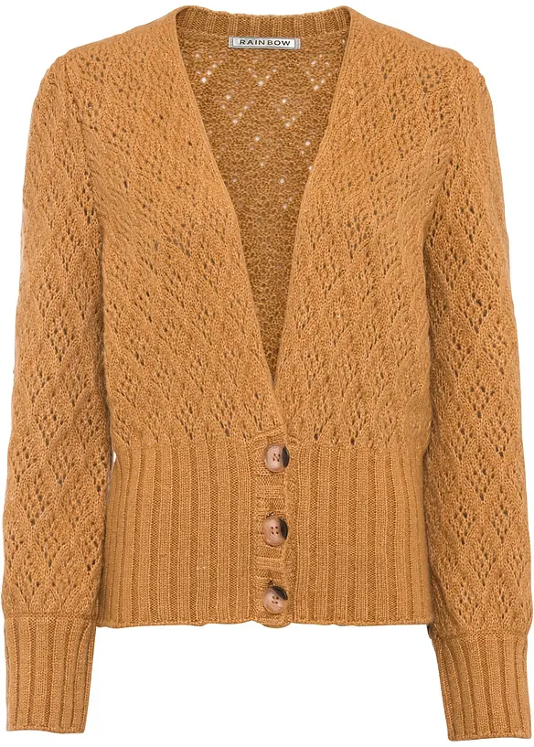Feinstrickjacke in braun von vorne - bonprix