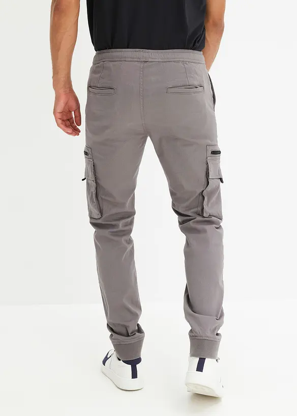 Stretch-Cargo-Schlupfhose, Regular Fit in grau von hinten - bonprix