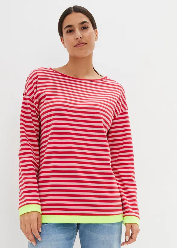 Langarmshirt aus Bio-Baumwolle in rosa von vorne (im Anschnitt) - bonprix