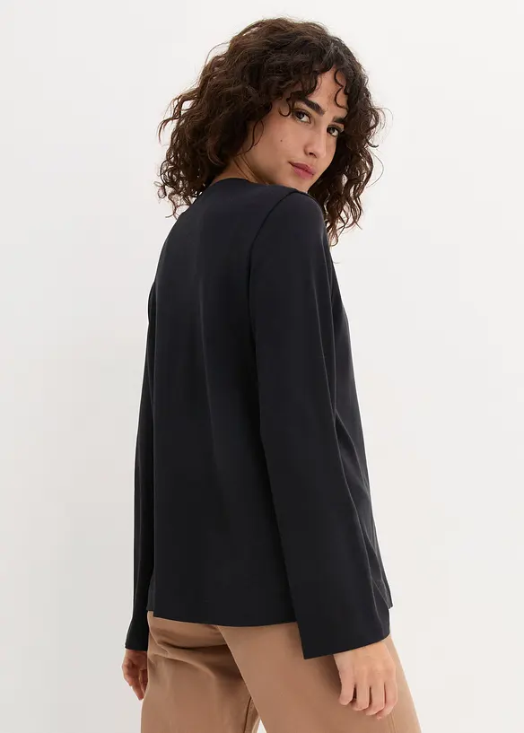 Langarmshirt aus reiner Bio-Baumwolle in schwarz von hinten (im Anschnitt) - bonprix