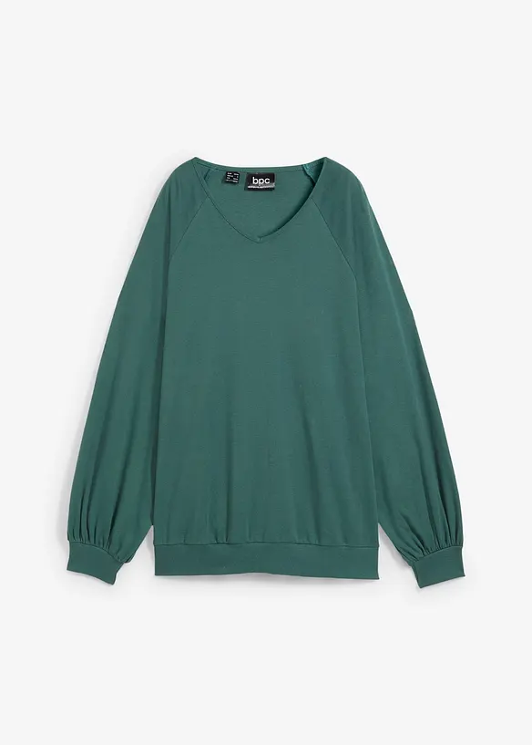 Oversize-Shirt aus reiner Baumwolle in grün von vorne - bonprix