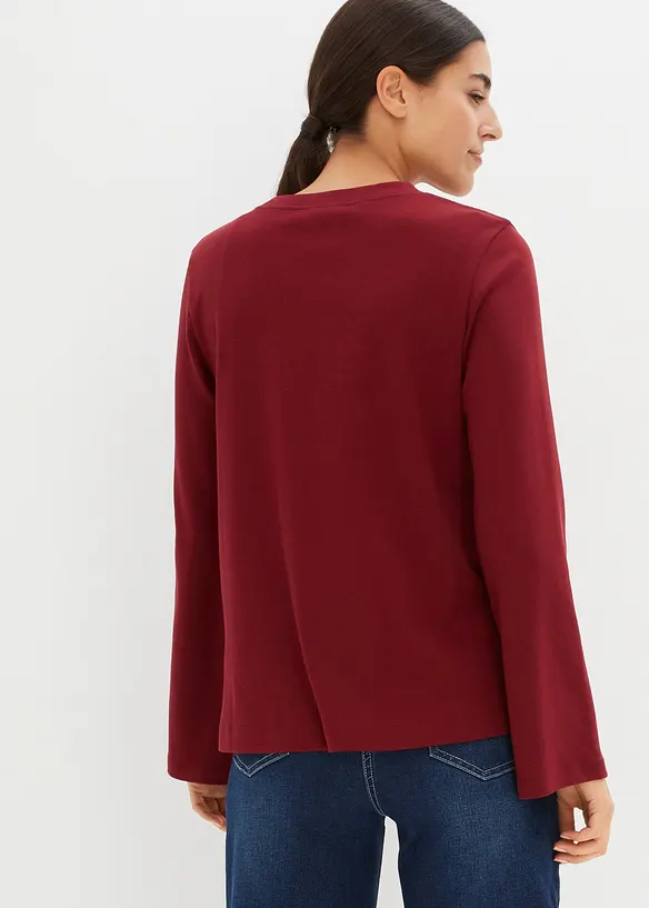 Langarmshirt aus reiner Bio-Baumwolle in rot von hinten (im Anschnitt) - bonprix