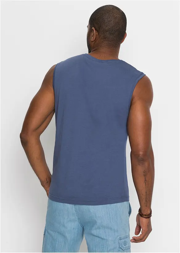 Muskel-Shirt aus reiner Baumwolle (2er Pack) in blau von hinten (im Anschnitt) - bonprix