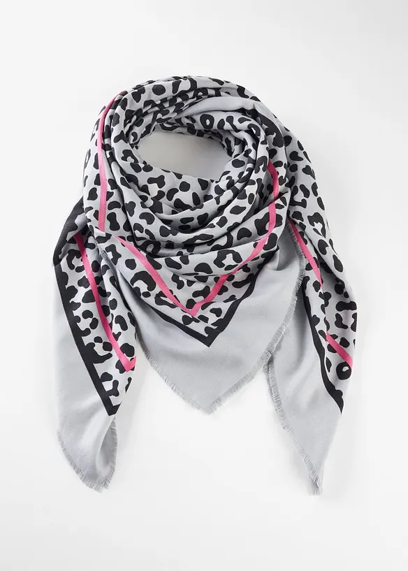 Tuch im Leolook in grau von vorne - bonprix