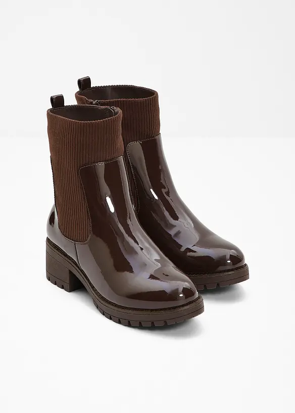 Boots mit Cord-Einsatz in braun - bonprix