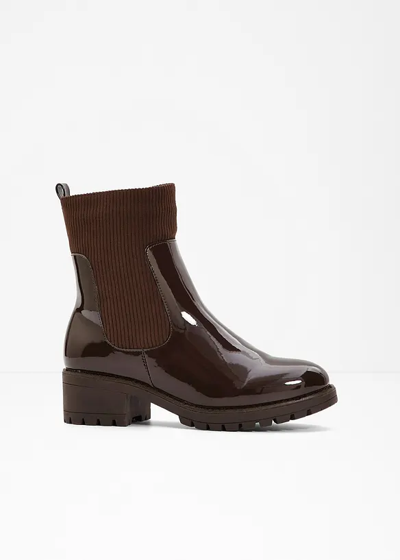 Boots mit Cord-Einsatz in braun von vorne - bonprix