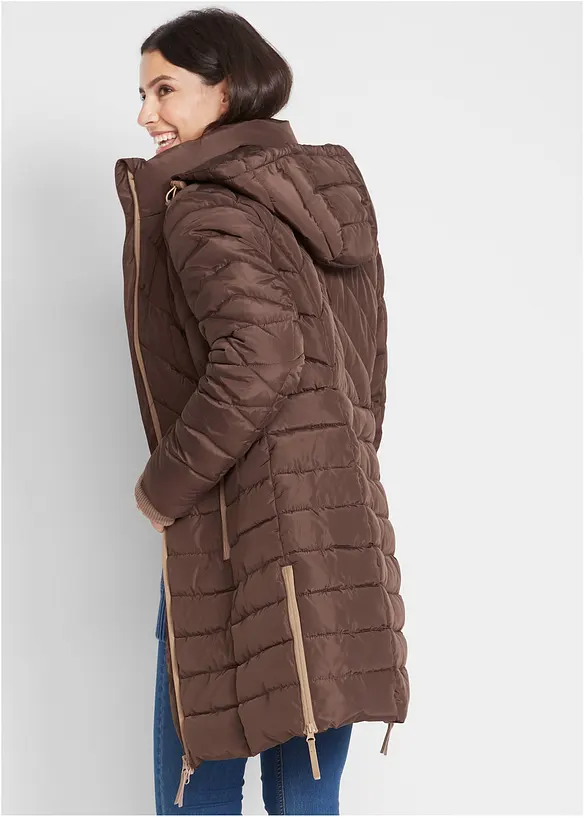 Long-Steppjacke mit Wattierung in braun von hinten (im Anschnitt) - bonprix