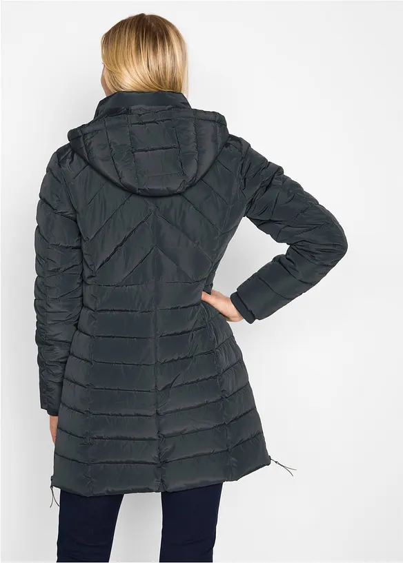 Long-Steppjacke mit Wattierung in schwarz von hinten (im Anschnitt) - bonprix