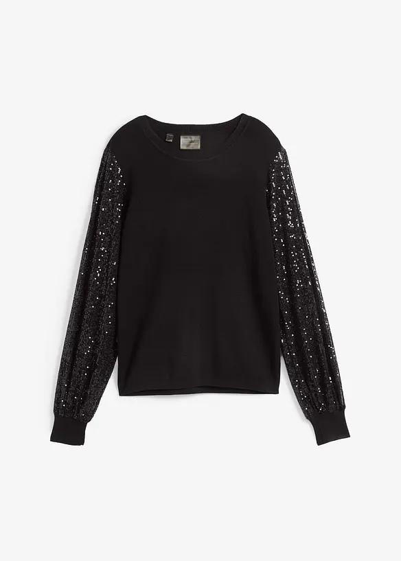 Feinstrickpullover aus weichem Viskose-Mix in schwarz von vorne - bonprix