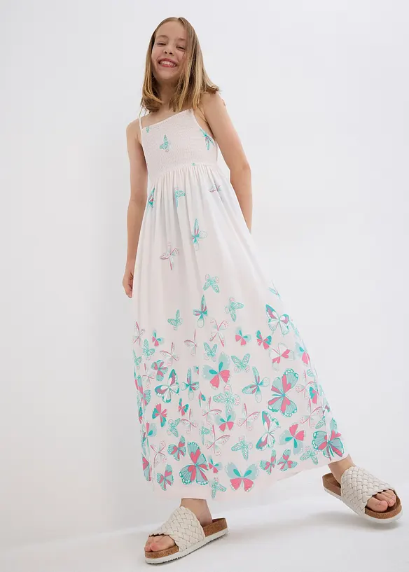Maxikleid aus fließender Viskose in rosa von vorne (Totalaufnahme) - bonprix
