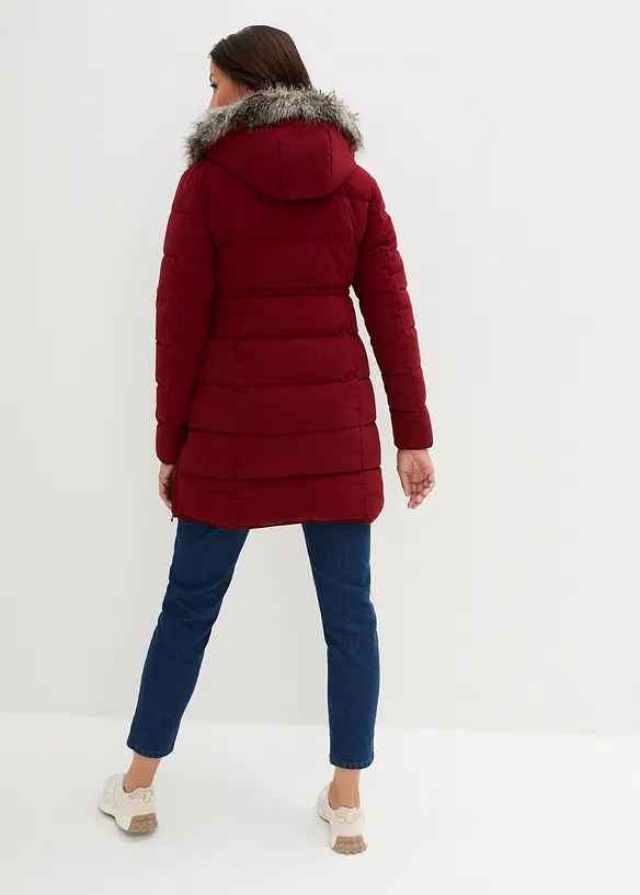 3-in-1 warm wattierte Umstands- und Tragejacke in rot von hinten (im Anschnitt) - bonprix