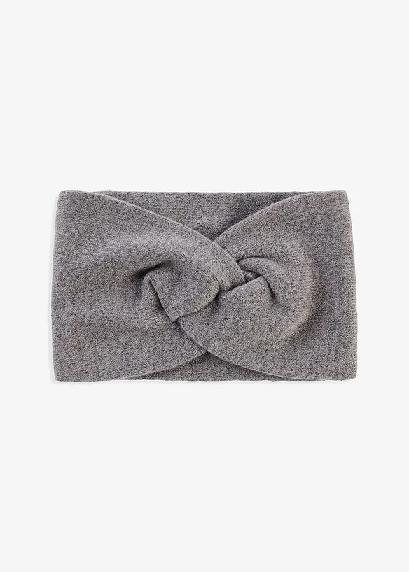 Stirnband aus flauschigem Strick in grau von vorne - bonprix