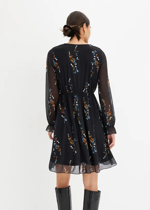Meshkleid in schwarz von hinten (Totalaufnahme) - bonprix