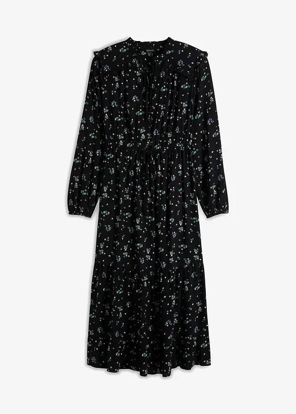 Midikleid aus reiner Viskose in schwarz von vorne - bonprix