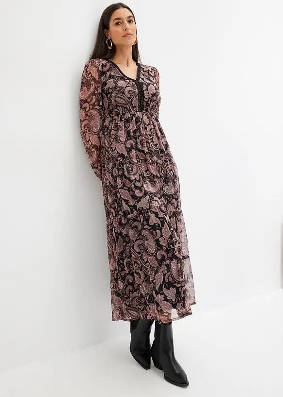 Maxikleid in schwarz von vorne (Totalaufnahme) - bonprix