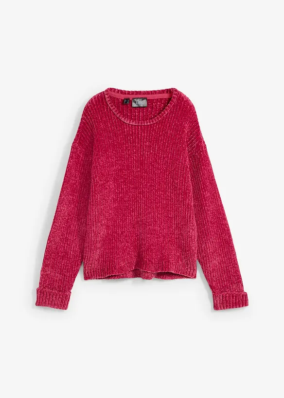 Pullover aus weicher Chenille in pink von vorne - bonprix