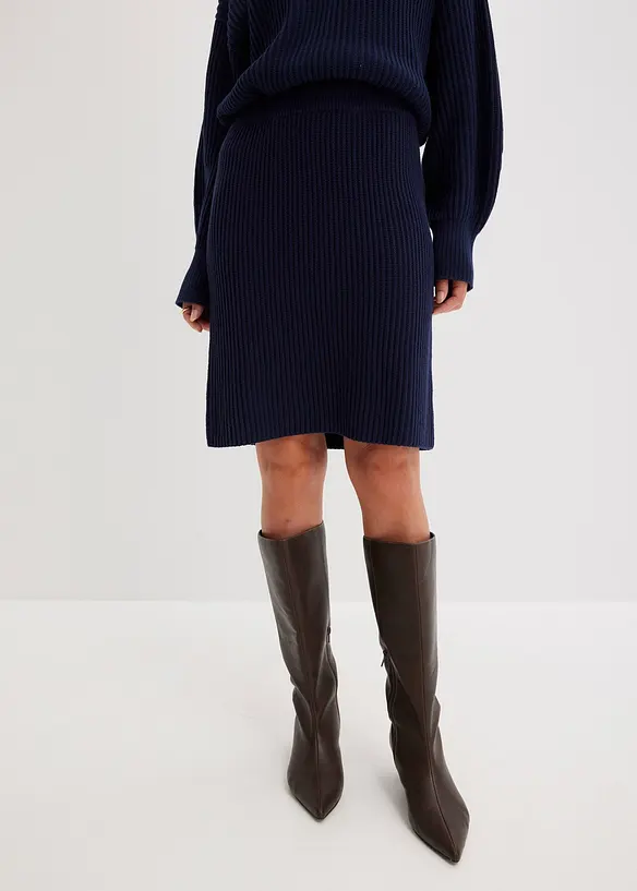 Strickrock aus reiner Baumwolle in blau von vorne - bonprix Strickrock aus reiner Baumwolle in blau von vorne - bonprix