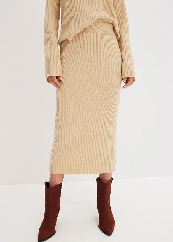 Bleistiftrock in beige von vorne - bonprix