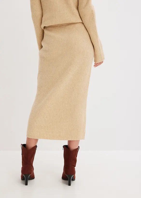 Bleistiftrock in beige von hinten - bonprix
