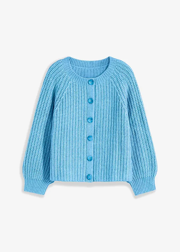 Oversize-Strickjacke in blau von vorne - bonprix