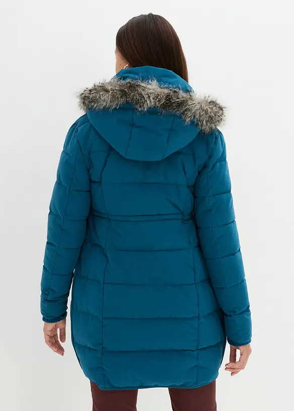 3-in-1 warm wattierte Umstands- und Tragejacke in petrol von hinten (im Anschnitt) - bonprix