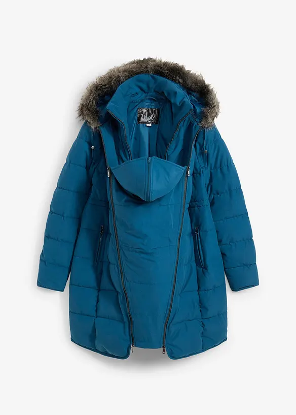 3-in-1 warm wattierte Umstands- und Tragejacke in petrol von vorne - bonprix