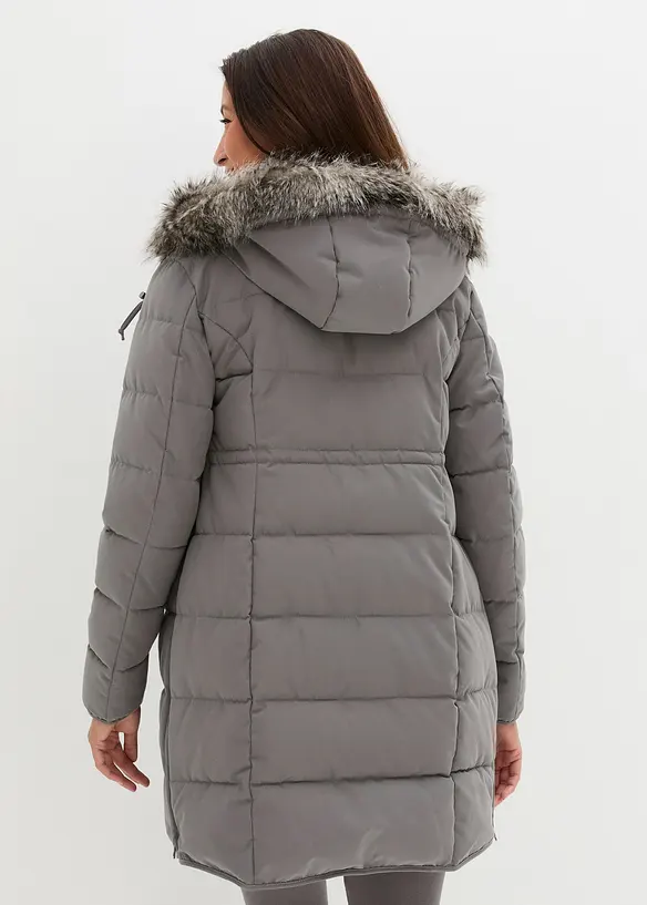 3-in-1 warm wattierte Umstands- und Tragejacke in grau von hinten (im Anschnitt) - bonprix