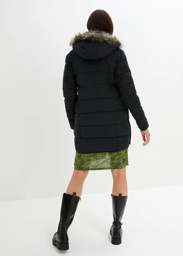 3-in-1 warm wattierte Umstands- und Tragejacke in schwarz von hinten (im Anschnitt) - bonprix