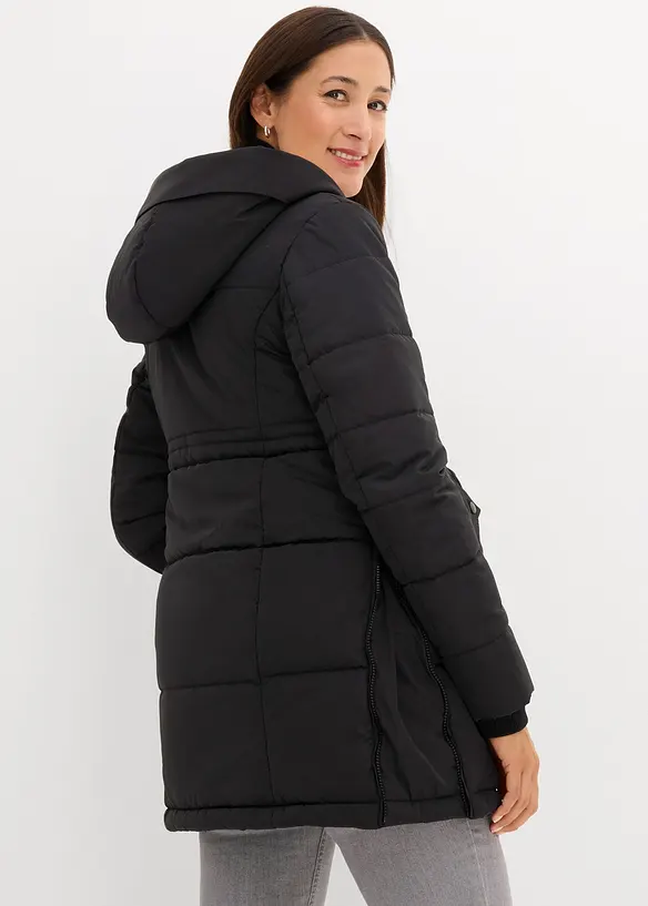 Gefütterte Umstandsjacke mit Baby-Einsatz in schwarz von hinten (im Anschnitt) - bonprix