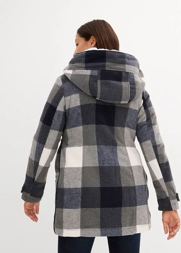 Woll-Umstandsjacke  mit Teddyfutter / Tragejacke in blau von hinten (im Anschnitt) - bonprix