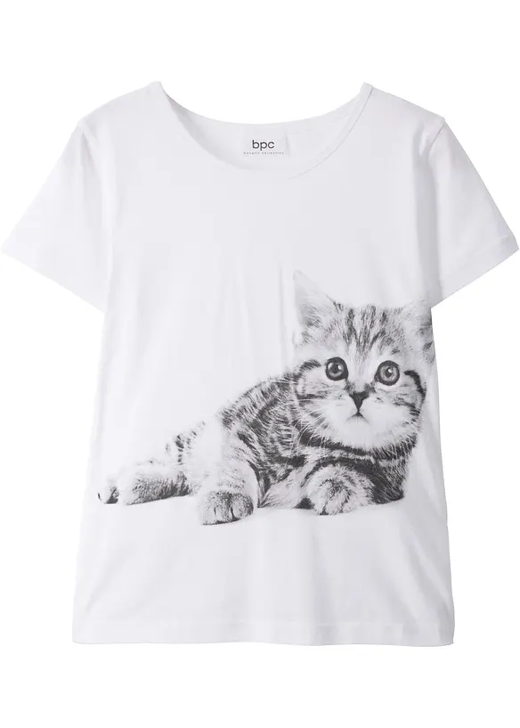 T-Shirt aus reiner Bio-Baumwolle in weiß von vorne - bonprix