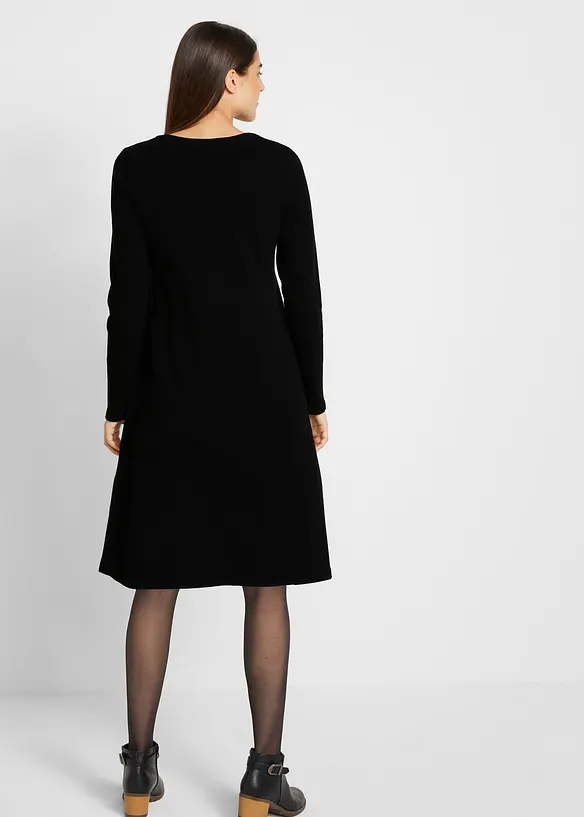 Strickkleid mit recycelter Baumwolle in schwarz von hinten (Totalaufnahme) - bonprix