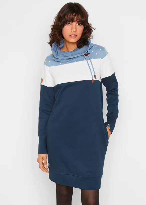 Sweatkleid aus reiner Bio-Baumwolle in blau von vorne (Totalaufnahme) - bonprix Sweatkleid aus reiner Bio-Baumwolle in blau von vorne (Totalaufnahme) - bonprix