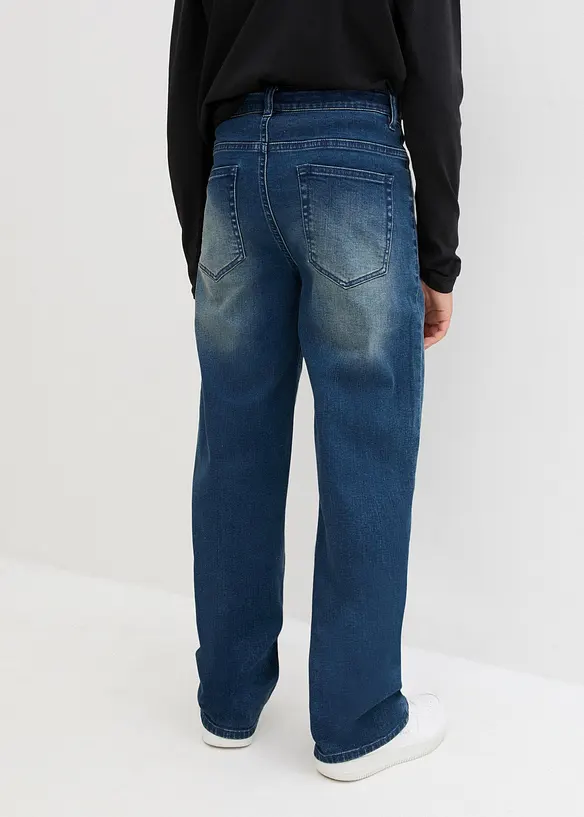 Loose-Fit-Jeans mit verstellbarem Bund, Straight in blau von hinten - bonprix