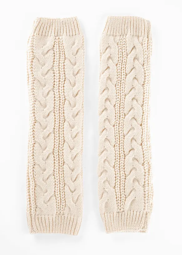 Beinstulpen mit Zopfmuster in beige von vorne - bonprix