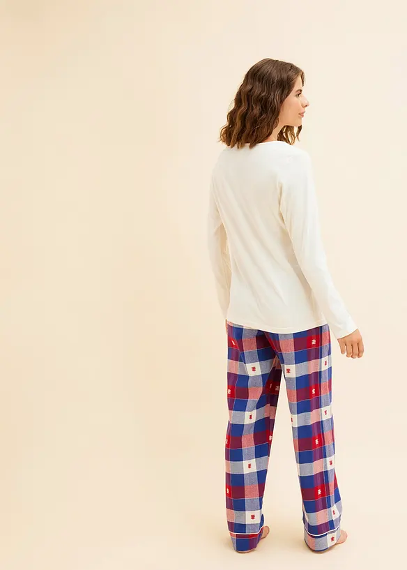 Pyjama mit Flanellhose in rot von hinten (Totalaufnahme) - bonprix