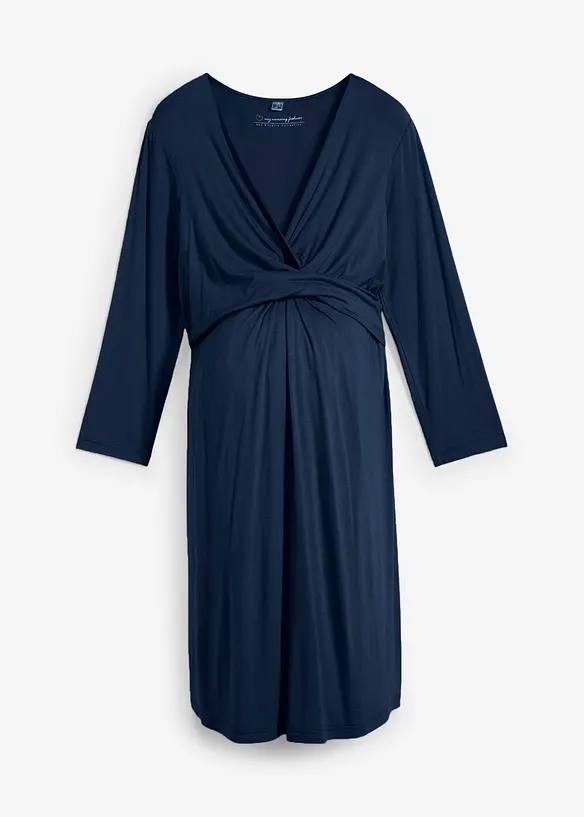 2-in-1 Umstands- und Stillkleid aus Viskose-Stretch in blau von vorne - bonprix
