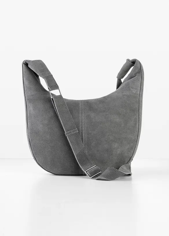 Lederhandtasche in grau von vorne - bonprix