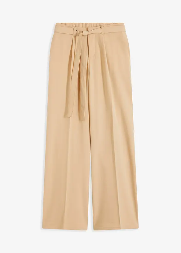 Weite Bundfaltennhose in beige von vorne - bonprix