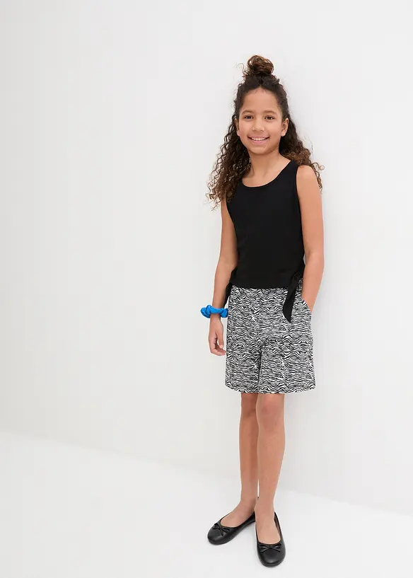 Jerseystop und Shorts (2tlg.Set) mit Bio-Baumwolle in schwarz von vorne (Totalaufnahme) - bonprix