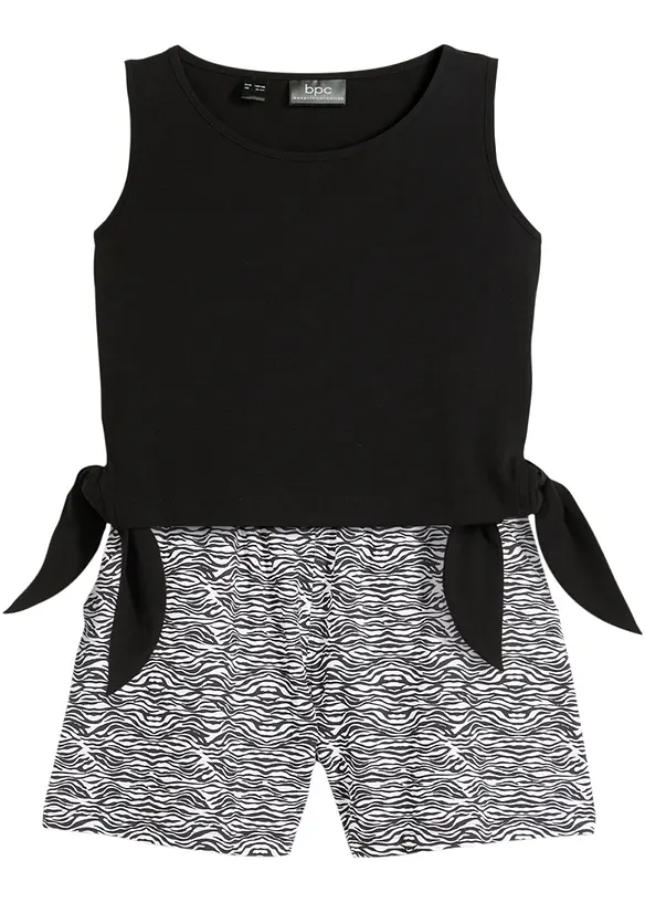 Jerseystop und Shorts (2tlg.Set) mit Bio-Baumwolle in schwarz von vorne - bonprix